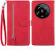 Flower Zipper Wallet Red (Xiaomi 14 Ultra)