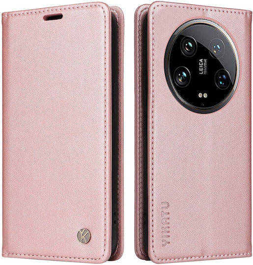 5g Yikatu Folio Series Stand Book Synthetic Leather / Silicone / Plastic Rose Gold (Xiaomi 14 Ultra)