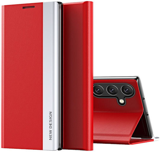 New Design Umschlag Rückseite Leder / Synthetisches Leder / Kunststoff Rot (Galaxy A35)