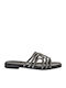 Leder Flache Sandalen für Damen in Schwarz Farbe