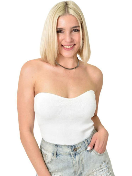 Women's Strapless White Top 23976