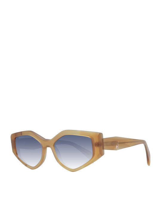 Ana Hickmann Women's Sunglasses with Yellow Plastic Frame and Blue Gradient Lens 9211 T01