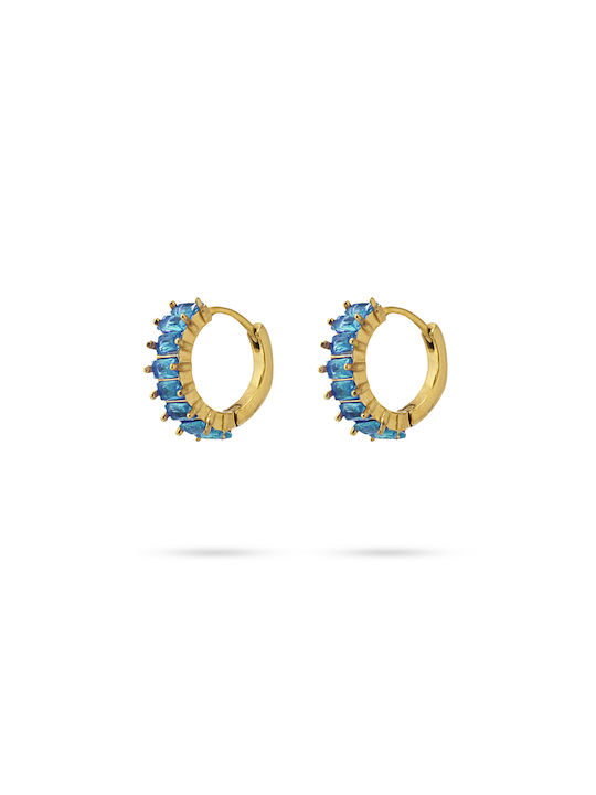 Anartxy Earrings Hoops from Steel Gold Plated with Stones