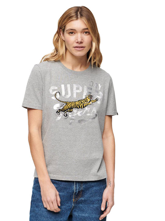 Superdry Γυναικείο T-shirt Light Grey
