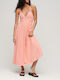 Superdry D3 Ovin Jersey Lace Maxi Dress Φορεμα Γυναικειο W8011637a-co5 Coral