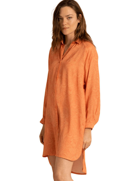 Noidinotte Summer Shirt Dress Dress Orange