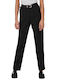 Only Life Hw Women's High-waisted Fabric Trousers in Regular Fit Black