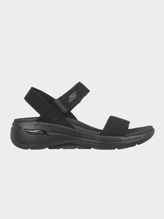 Skechers Arch Fit Ανατομικές Καλοκαιρινές Γυναικείες Πλατφόρμες Μαύρες