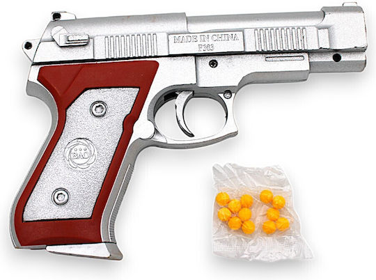 Pistol de jucărie 16x11cm 10 gloanțe 3pxd26 Argintiu