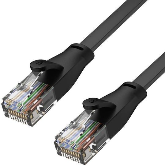 Unitek Flat U/UTP Cat.6 (Gigabit) Καλώδιο Δικτύου Ethernet 0.5m Μαύρο