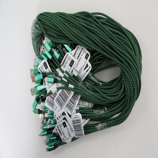 Omega Cordyl Fabric Cable Cable Braided Lightning To Usb 2a Polybag Oem 1m Green 44039