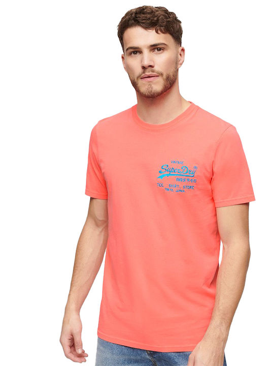 Superdry T-shirt Bărbătesc cu Mânecă Scurtă Pink