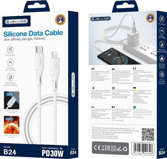 Jellico USB-C to Lightning Cable 30W Λευκό 1m