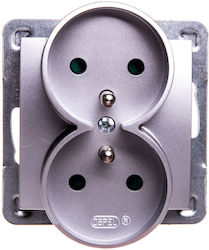 Ospel Impresja Double Walled Power Socket Silver