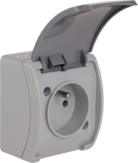 Elektro Plast Single External Waterproof Power Socket Gray