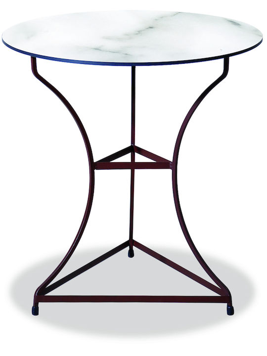 Τραπέζι για Μικρούς Εξωτερικούς Χώρους Ξύλινο με Μεταλλικό Σκελετό Λευκό 70x70x74εκ.