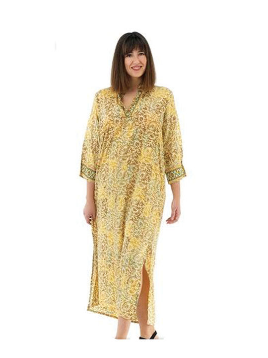 Women's Beachwear Long Beige Brown Kaftan Dress Irida