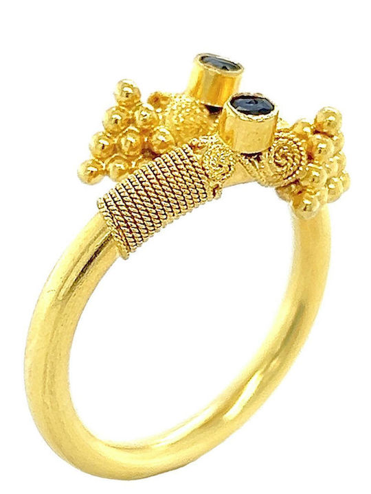 Xryseio Damen Ring mit Steinen aus Gold 18K