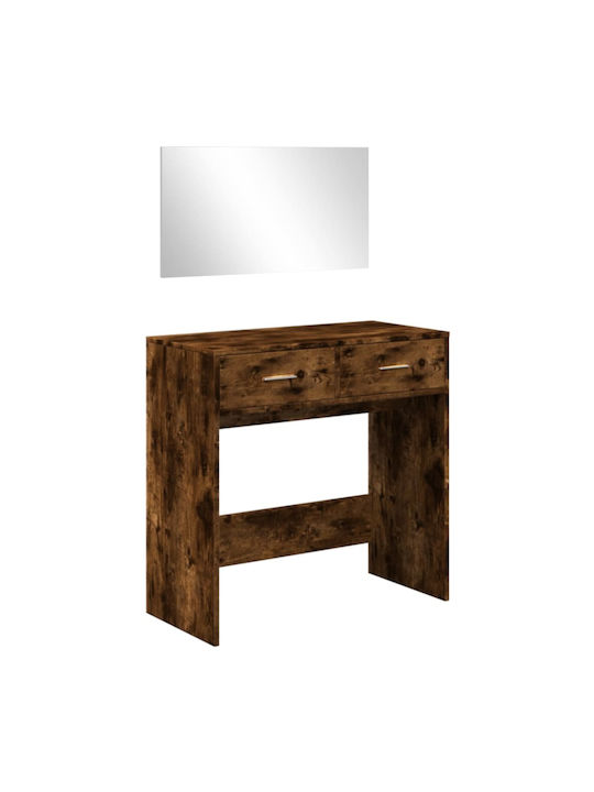 Wooden Makeup Dressing Table Smoky Oak with Mir...