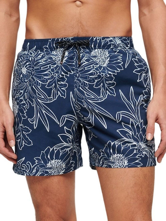 Superdry Men's Swimwear Shorts Navy Blue with Patterns