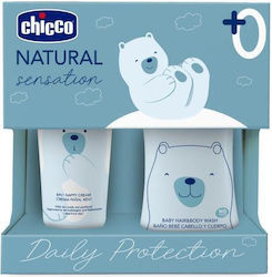 Chicco Natural Sensation Täglicher Schutz Set Körper Haarwäsche 200ml + Windelcreme 4in1 100ml
