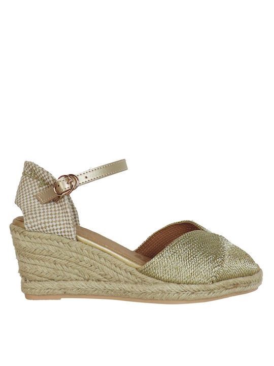 MTNG Women's Fabric Platform Espadrilles Gold