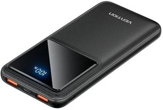 Vention Power Bank 10000mAh 22.5W με 2 Θύρες USB-A και Θύρα USB-C Quick Charge 3.0 / Power Delivery Μαύρο