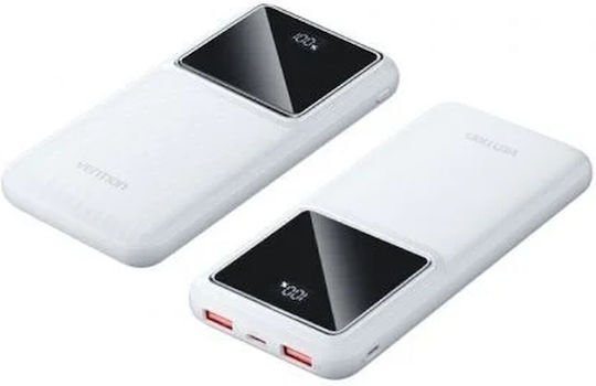 Vention Power Bank 10000mAh 22.5W με 2 Θύρες USB-A και Θύρα USB-C Λευκό