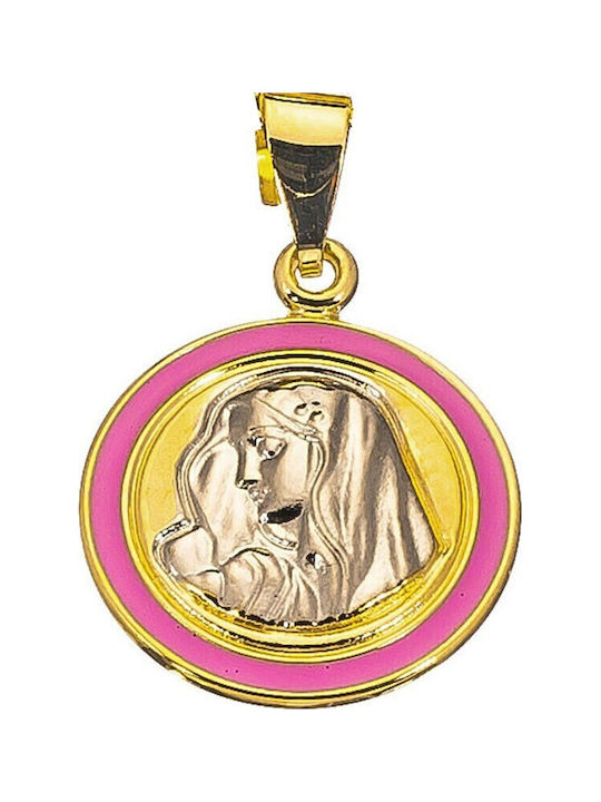 Atofio Kosmima Child Safety Pin made of Gold 9K with Icon of the Virgin Mary