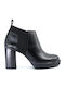 Leather Women's Chelsea Boots with High Heel Black