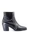 Leather Women's Chelsea Boots with Medium Heel Black