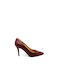 Leather Pointed Toe Heels in Burgundy