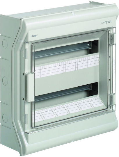 Hager Vector Electrical Fuse Box Wall Mounted Waterproof 2 Rows 18 Elements P418xH452xD151mm
