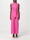Michael Kors Sleeveless Maxi Tie Dress in Cerise Pink