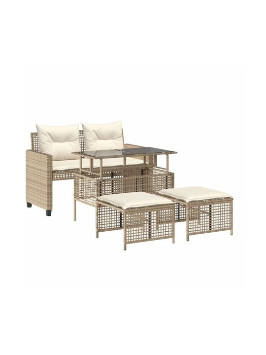 Set Outdoor Lounge Beige with Pillows Συνθ 4pcs