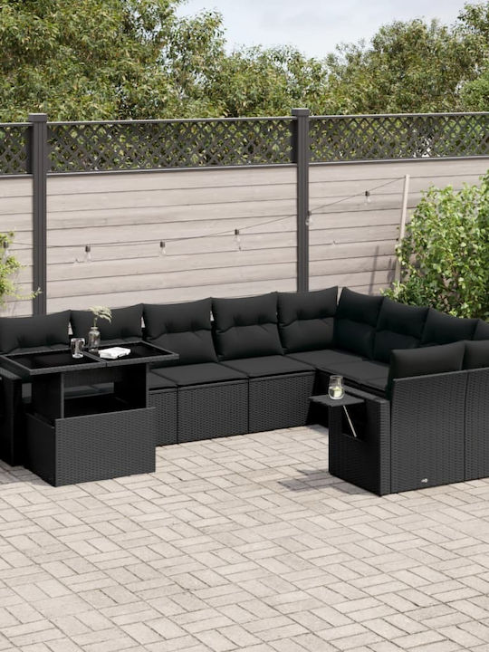 Set Cameră De Zi Pentru Exterior 10 Piese Negru...