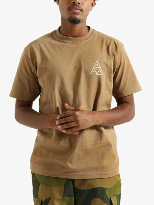 HUF Set Triple Triangle T-shirt Bărbătesc cu Mânecă Scurtă Camel