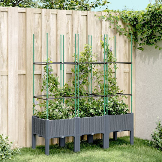 vidaXL Planter Box Plastic Grey 120x40x142.5cm.