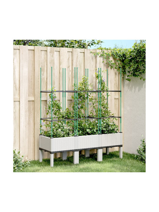 vidaXL Planter Box Plastic White 120x40x142.5cm.