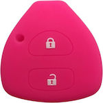 Car Key Cover Case made of with 2 Buttons for Toyota in Pink Color