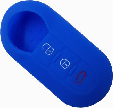 Husă Cheie din Silicon cu 3 Butoane pentru Fiat / Lancia în Culoarea Albastru
