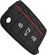 Car Key Cover Case made of with 3 Buttons for Skoda / Seat / VW in Black Color