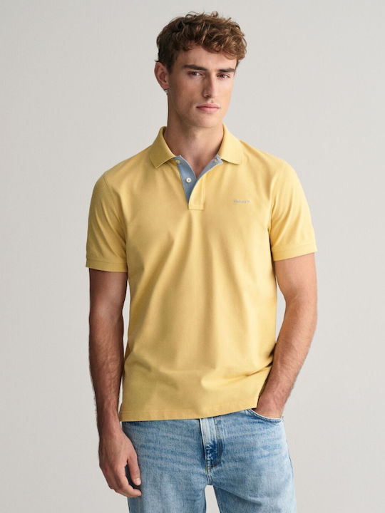 Gant Bluza pentru bărbați cu mâneci scurte Polo Galben