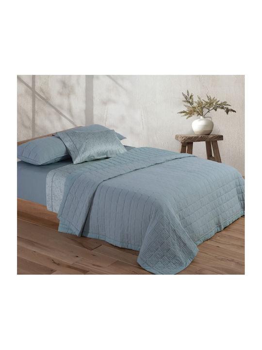 Nef-Nef Homeware Olympia Coverlet Queen Size Cotton Silver/blue 230x240cm