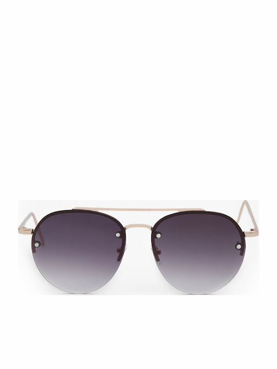 V-store Unisex Sunglasses with Rose Gold Metal Frame and Purple Gradient Lens 20.526GOLDBLACK