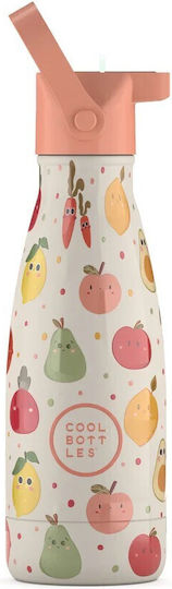 Cool Bottles Kids Water Bottle Thermos Stainless Steel with Pop-Up Cap Fruit Salad 260ml