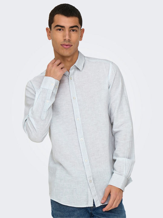 Only & Sons Long-sleeved Linen Shirt Striped Li...