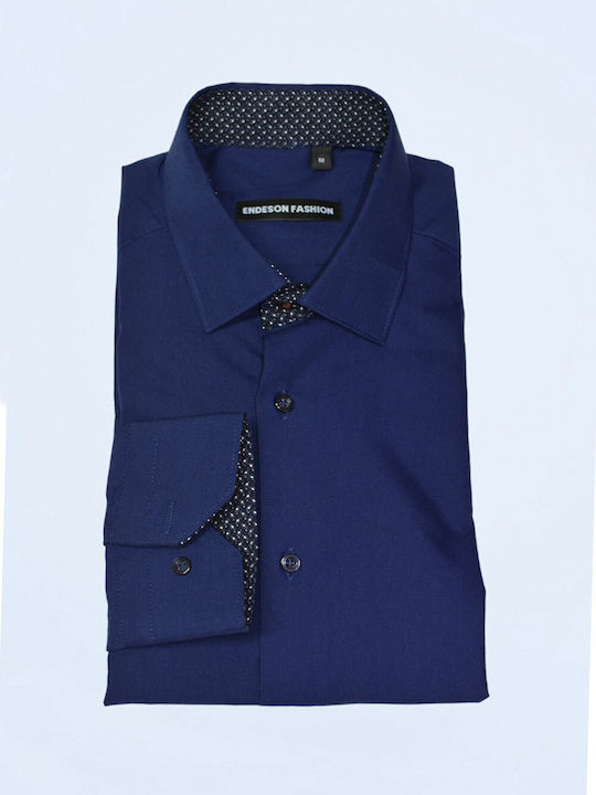 Endeson Fashion Men's Shirt Blue