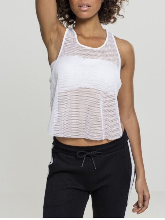 Urban Classics Γυναικεία Αθλητική Μπλούζα Αμάνικη με Διαφάνεια White