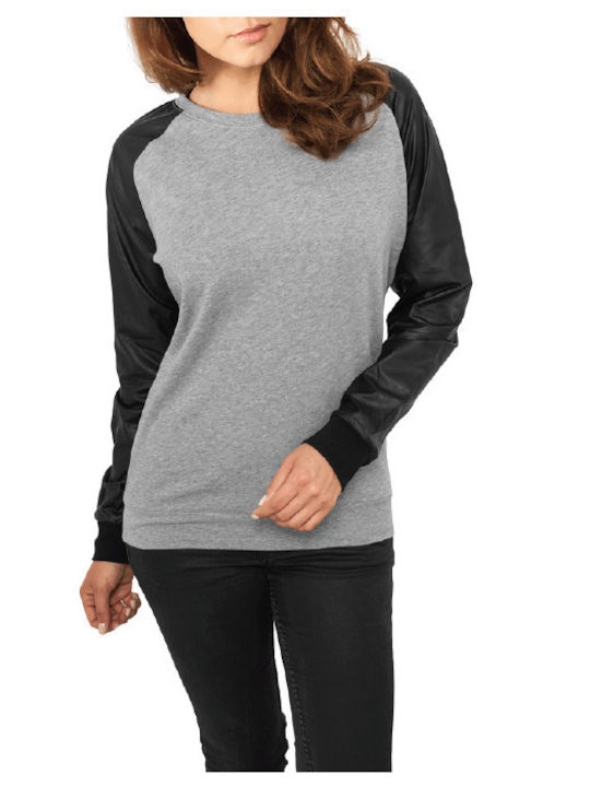 Damen Bluse Leder Grey/Black